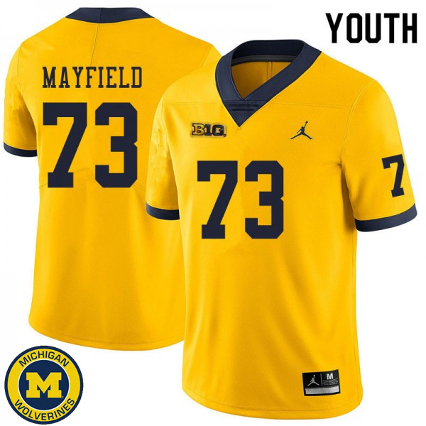 Youth Michigan Wolverines #73 Jalen Mayfield Yellow Fashion Football Jersey